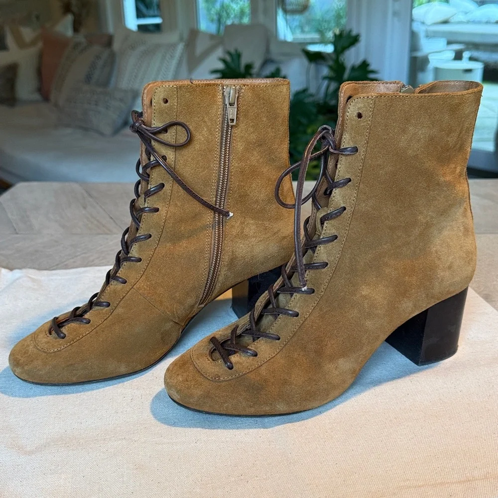 SÉZANE Lace Up Suede Leather Booties SUPER RARE sz US 7 / FR 38 - Picture 7 of 11